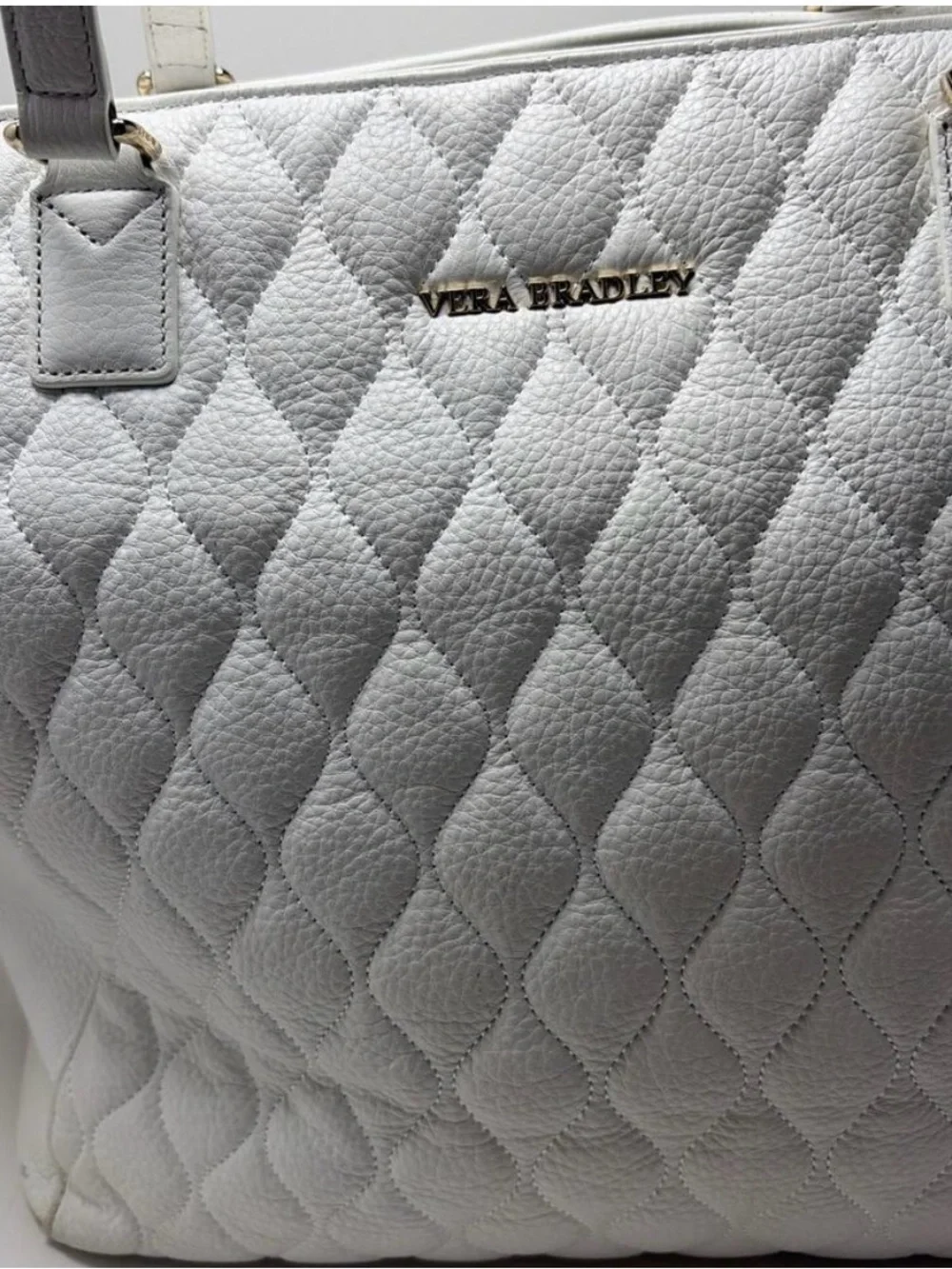Vera Bradley White Quilted Tote with Double Straps